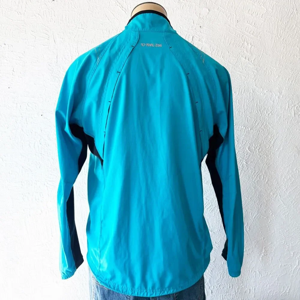 Pearl Izumi Cycling Windbreaker Mens L Blue Black Full Zip Jacket Elite Series